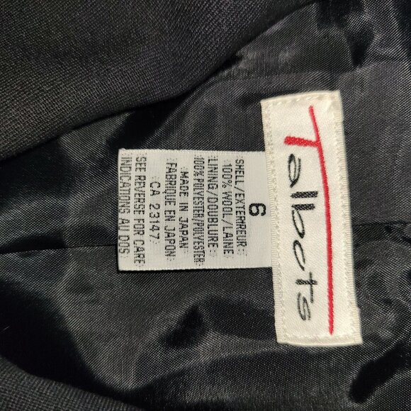 Vintage Talbots Black Full Zip-Up Stretch Jacket Blazer 100% Wool Size 6 - Picture 4 of 4